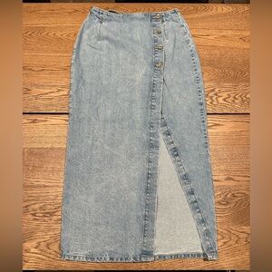 Denim maxi slit skirt